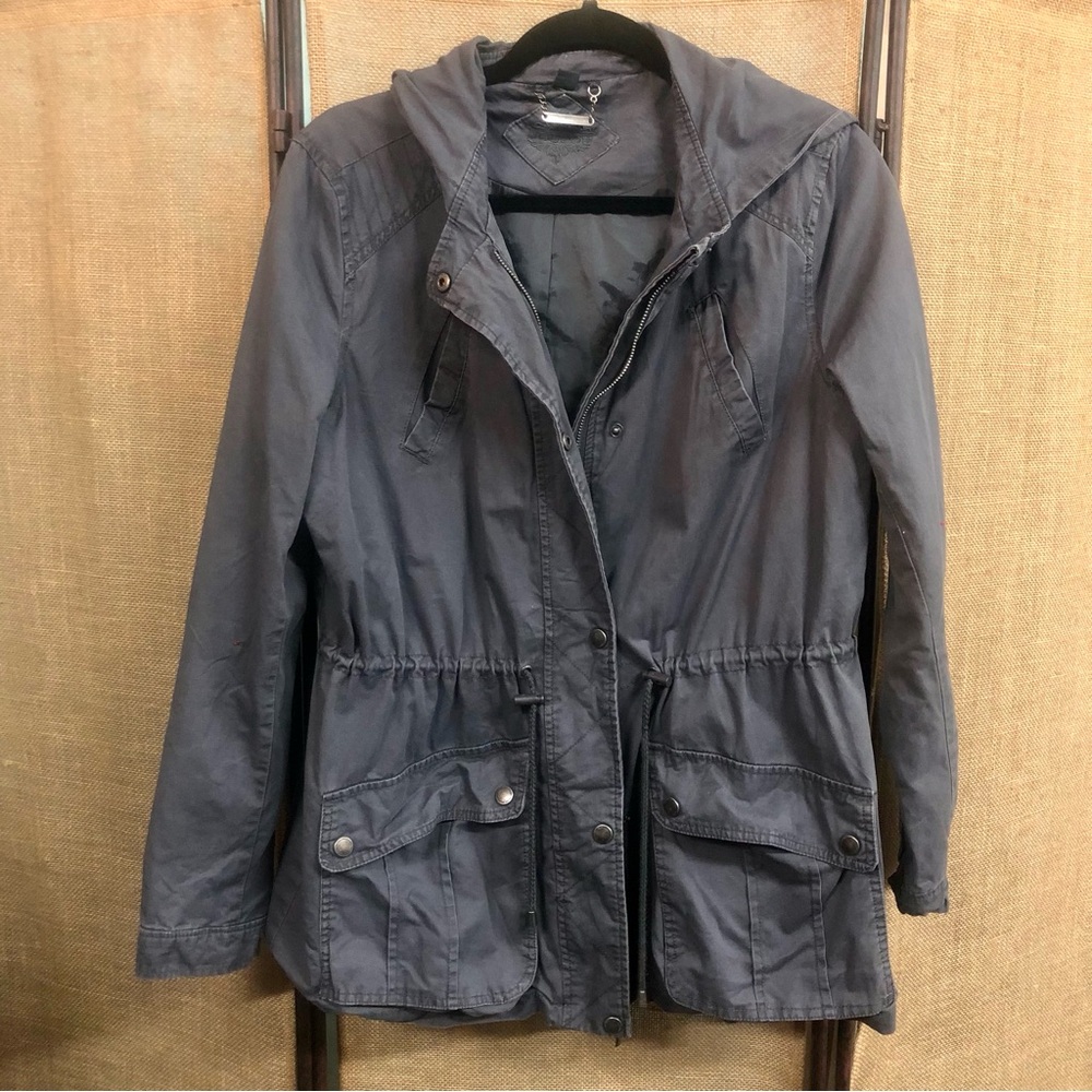 JouJou Women's Gray Hooded Utility Jacket Sz XL